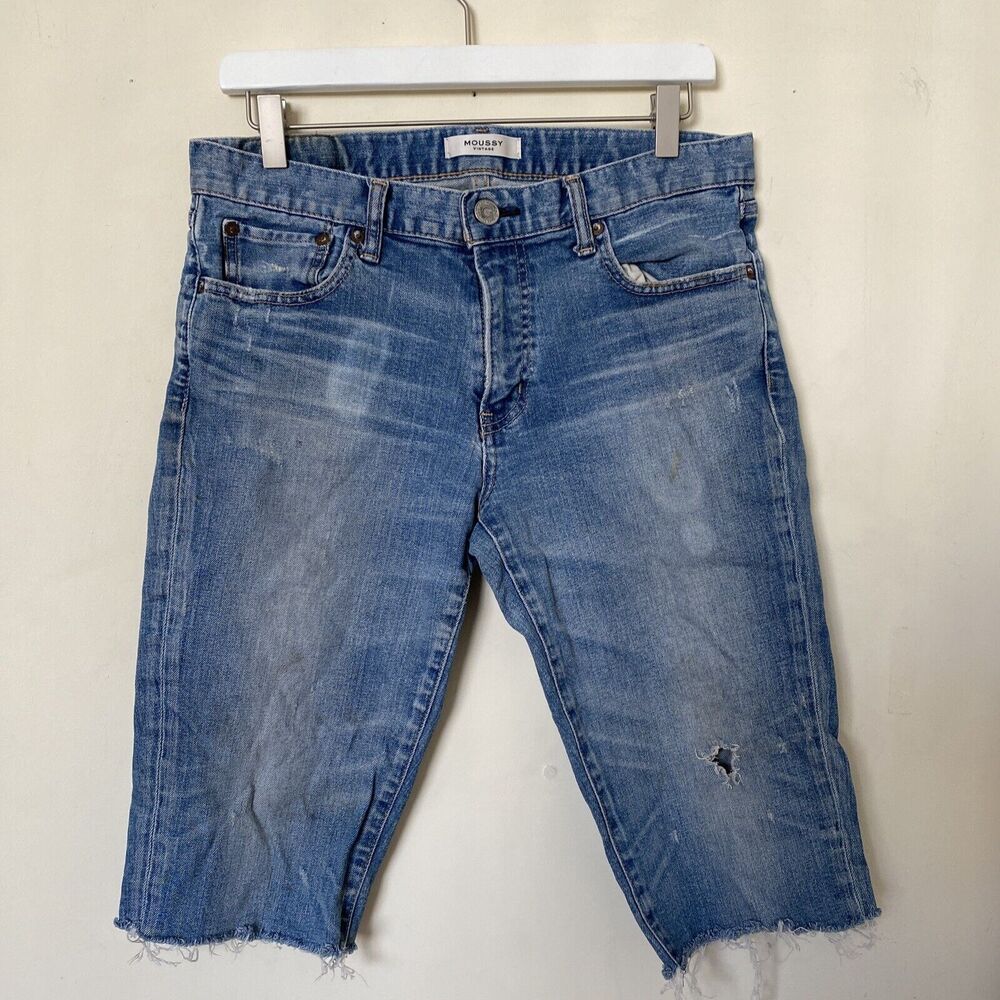 Moussy Distressed Jean Bermuda Shorts Size 30